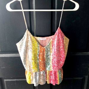 Rainbow sequin tank